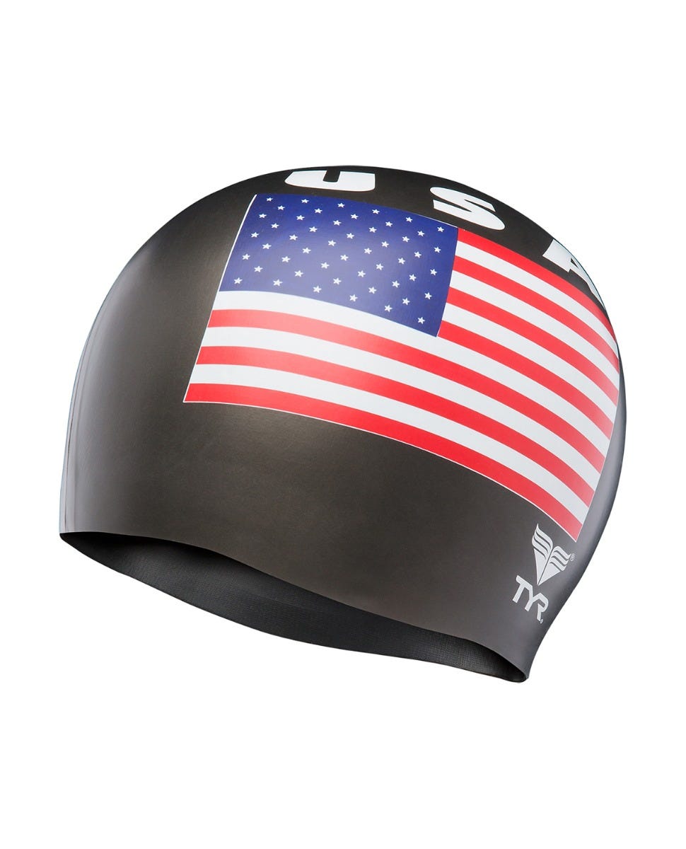 TYR Adult Silicone Swim Cap - USA