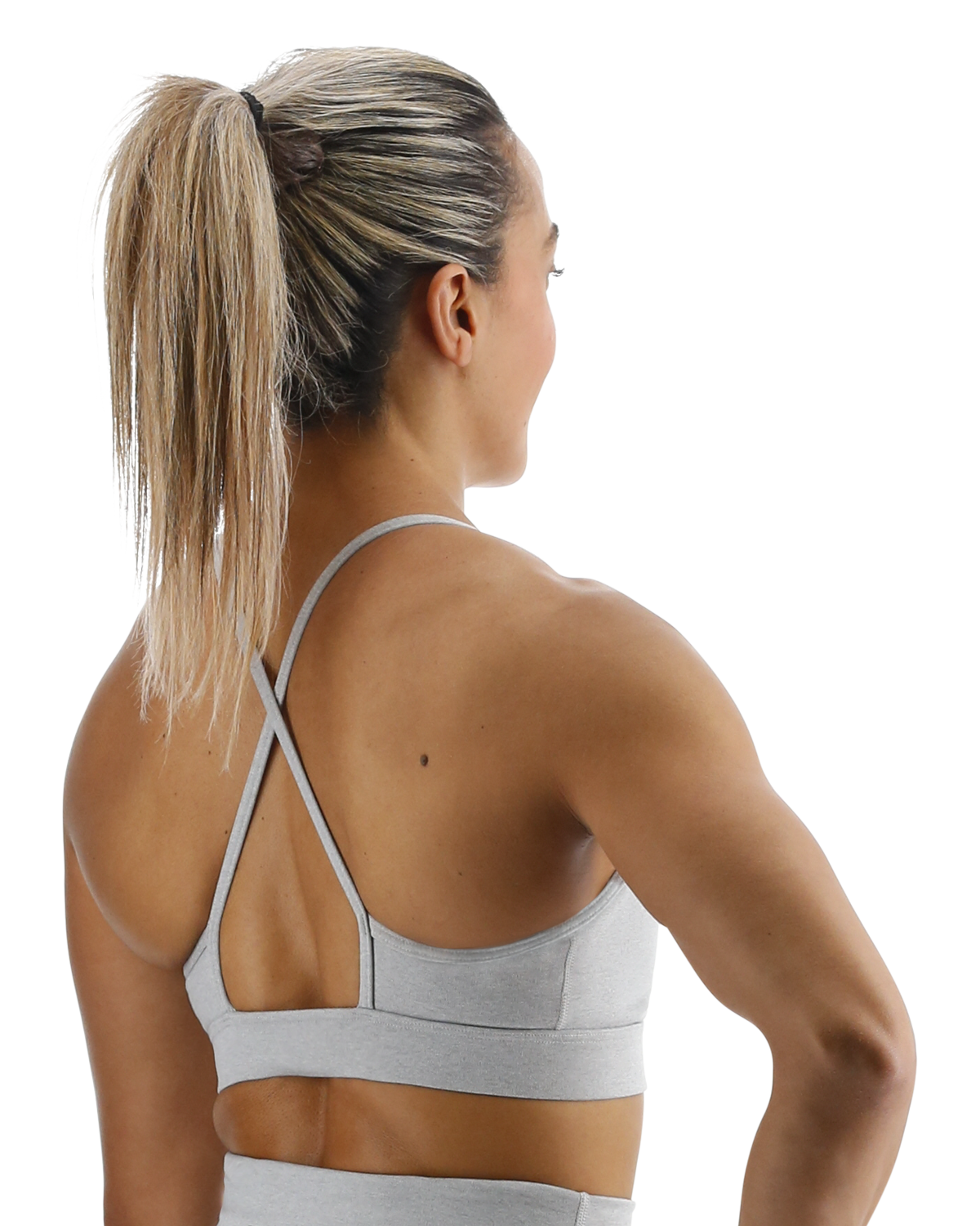 TYR Base Kinetic™ Women's High Neck Big Logo Sports Bra - Heather
