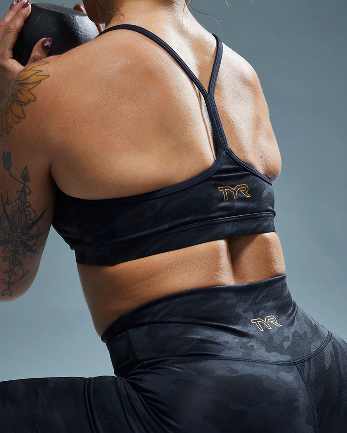 TYR Base Kinetic™ Women's V-Neck Sports Bra - Blackout Camo