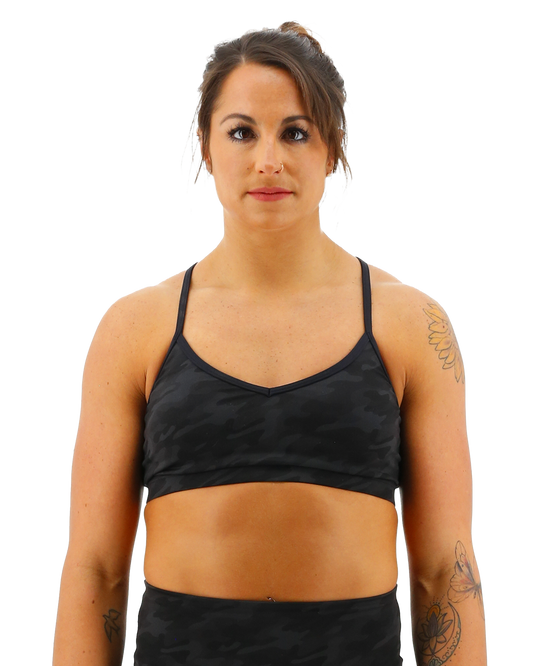 TYR Base Kinetic™ Women's V-Neck Sports Bra - Blackout Camo