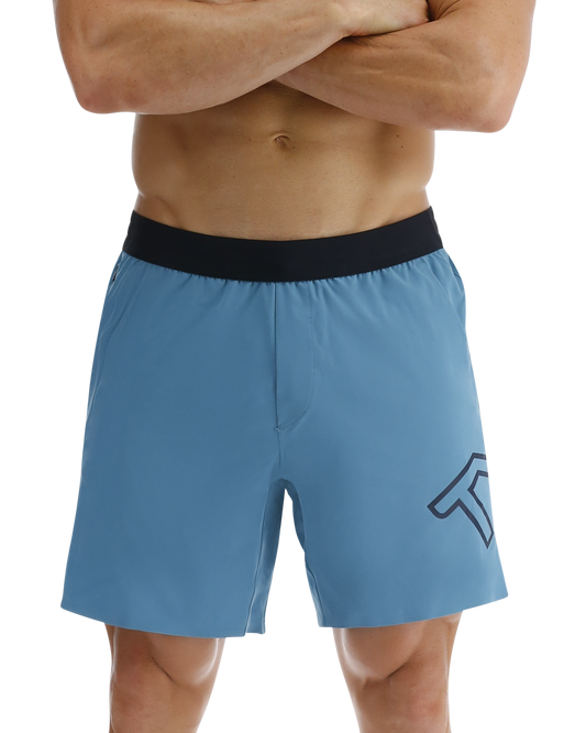 TYR Hydrosphereª Men's Lined 9" Unbroken Big Logo Shorts - Solid