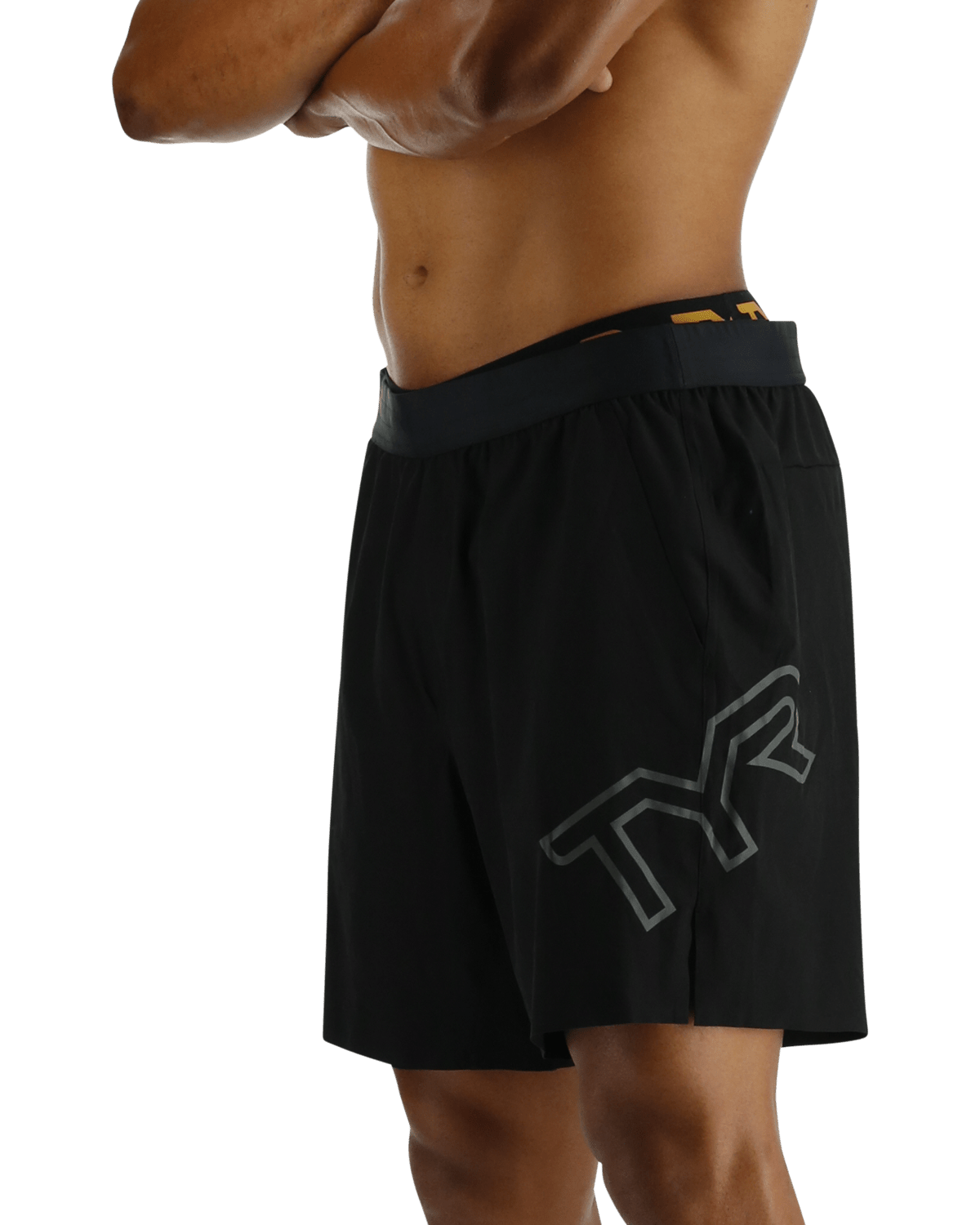 TYR Hydrosphereª Men's Unlined 7" Unbroken Big Logo Shorts - Solid