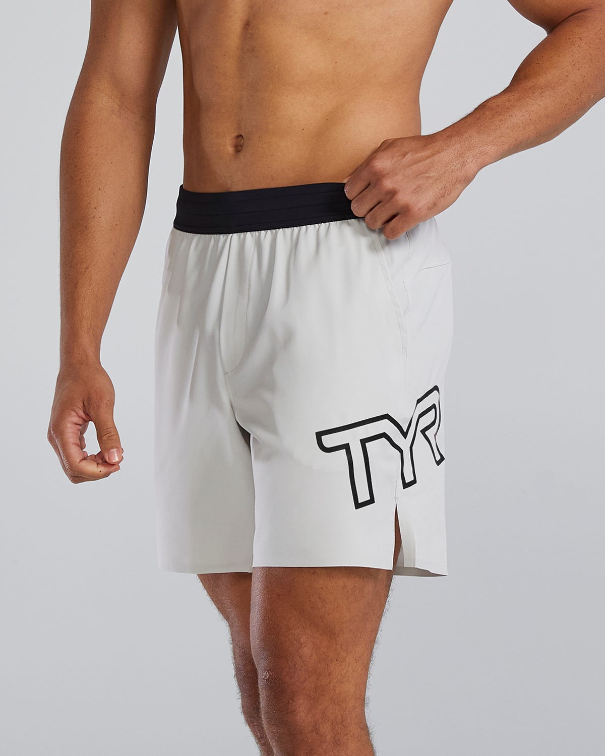 TYR Hydrosphereª Men's Unlined 7" Unbroken Big Logo Shorts - Solid