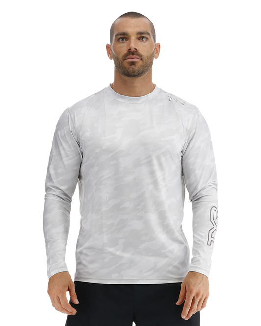 TYR SunDefense™ Men's Vented Long Sleeve Crew Shirt - Camohex