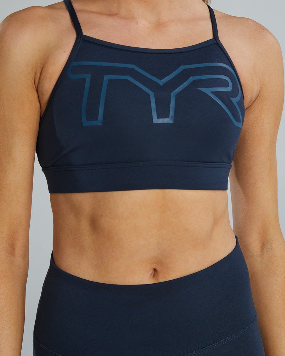 TYR Base Kinetic™ Women's High Neck Big Logo Sports Bra - Solid