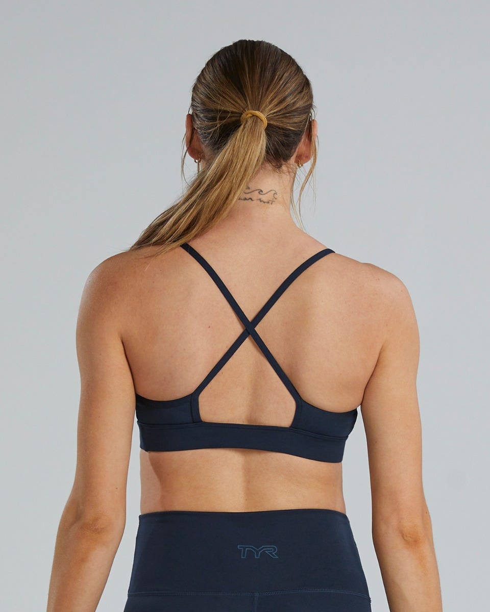 TYR Base Kinetic™ Women's High Neck Big Logo Sports Bra - Solid
