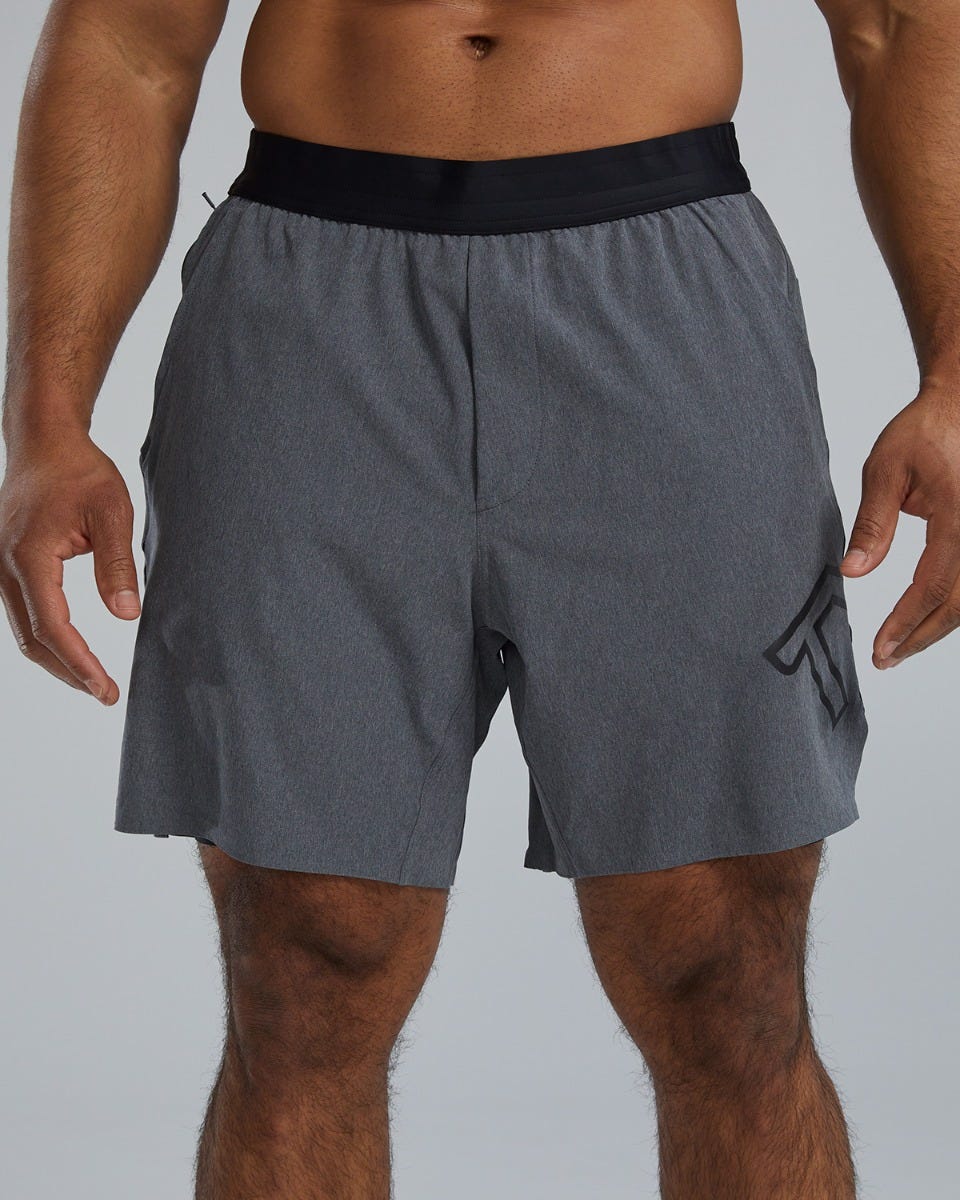TYR Hydrosphereª Men's Lined 7" Unbroken Big Logo Shorts - Solid