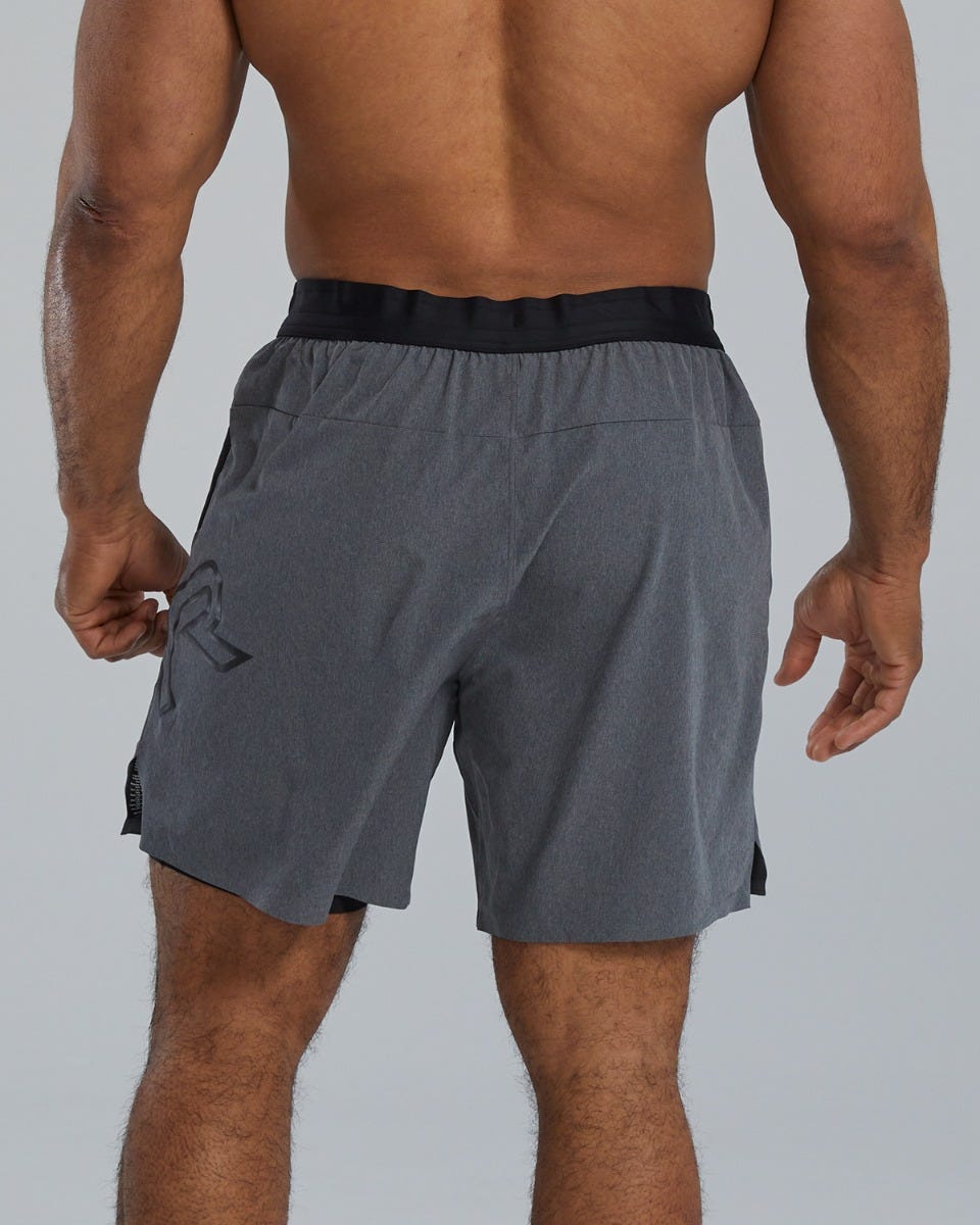 TYR Hydrosphereª Men's Lined 7" Unbroken Big Logo Shorts - Solid