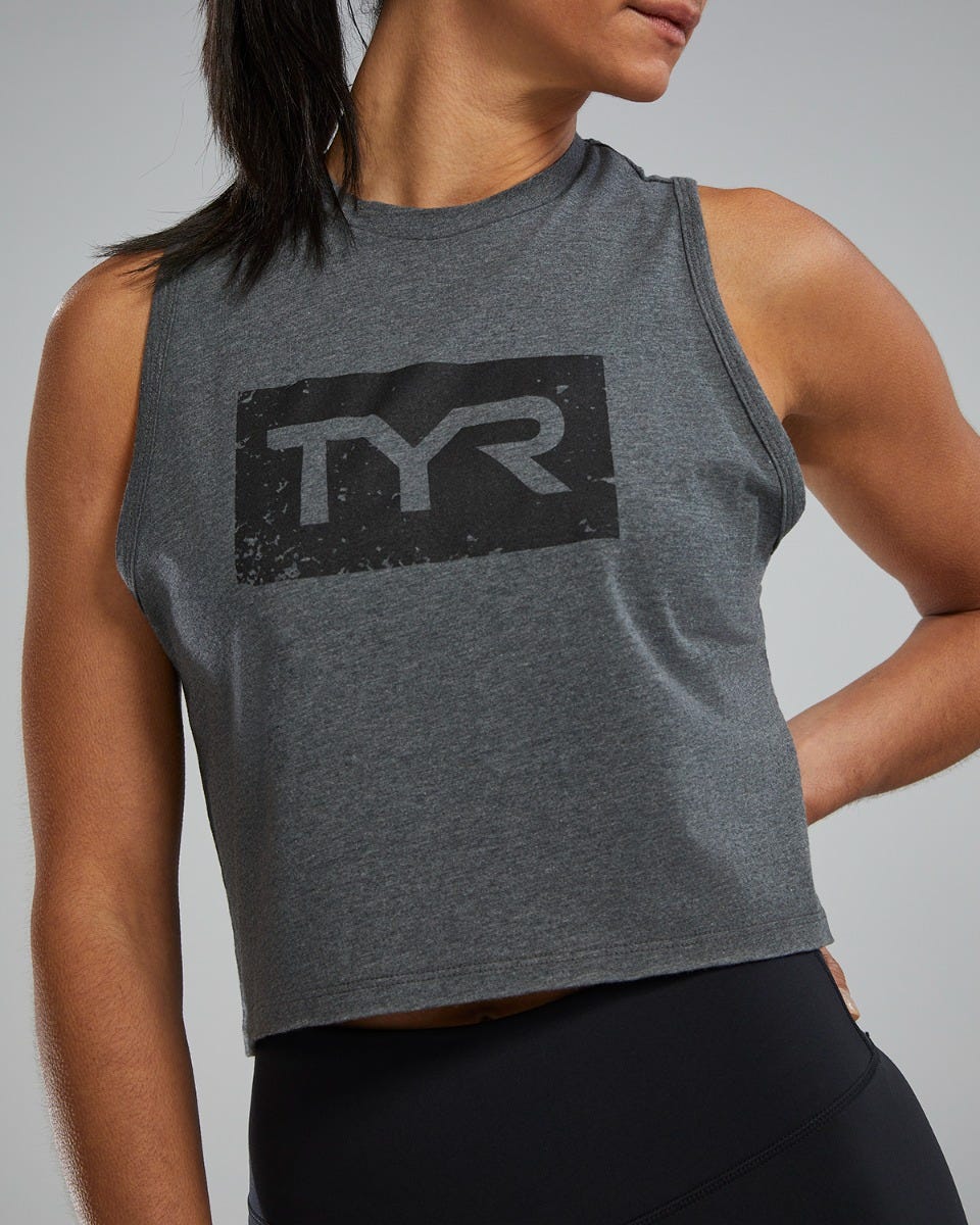 TYR UltraSoft Women's Graphic Crop Tank Distressed TYR Brick