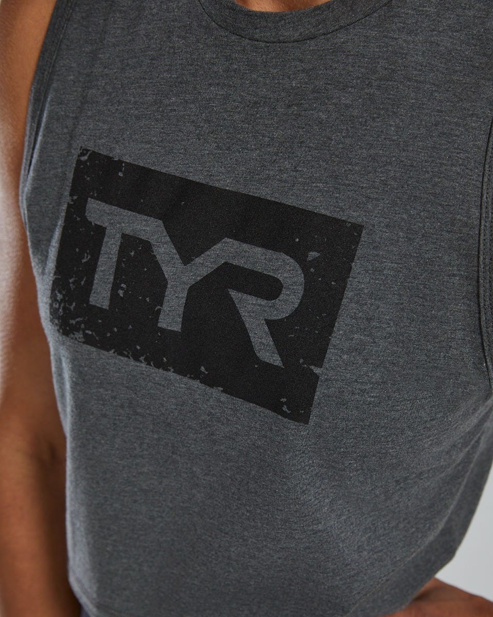 TYR UltraSoft Women's Graphic Crop Tank Distressed TYR Brick