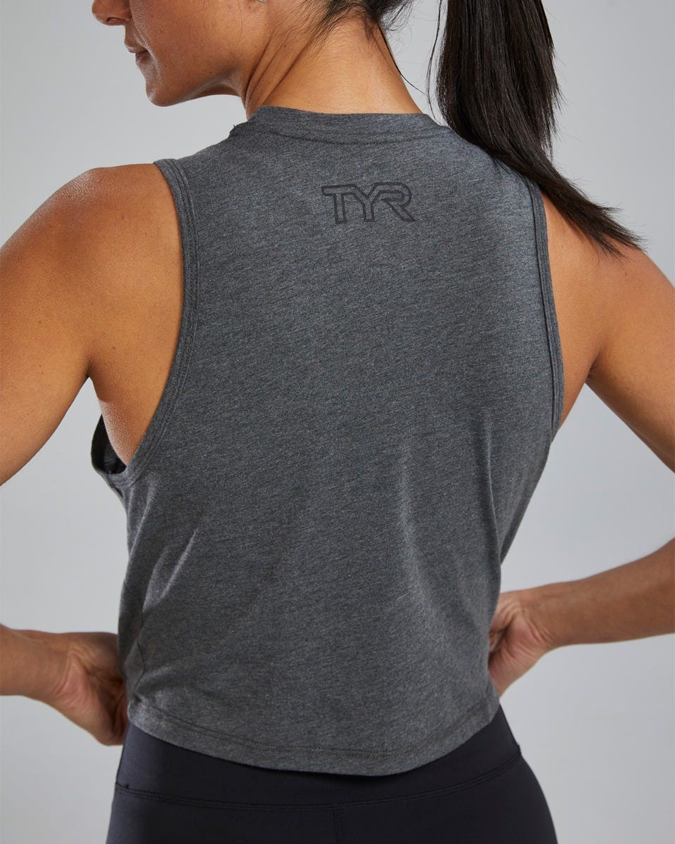 TYR UltraSoft Women's Graphic Crop Tank Distressed TYR Brick