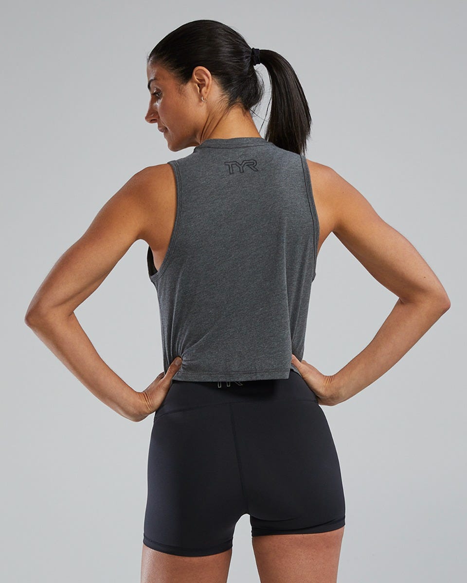TYR UltraSoft Women's Graphic Crop Tank Distressed TYR Brick