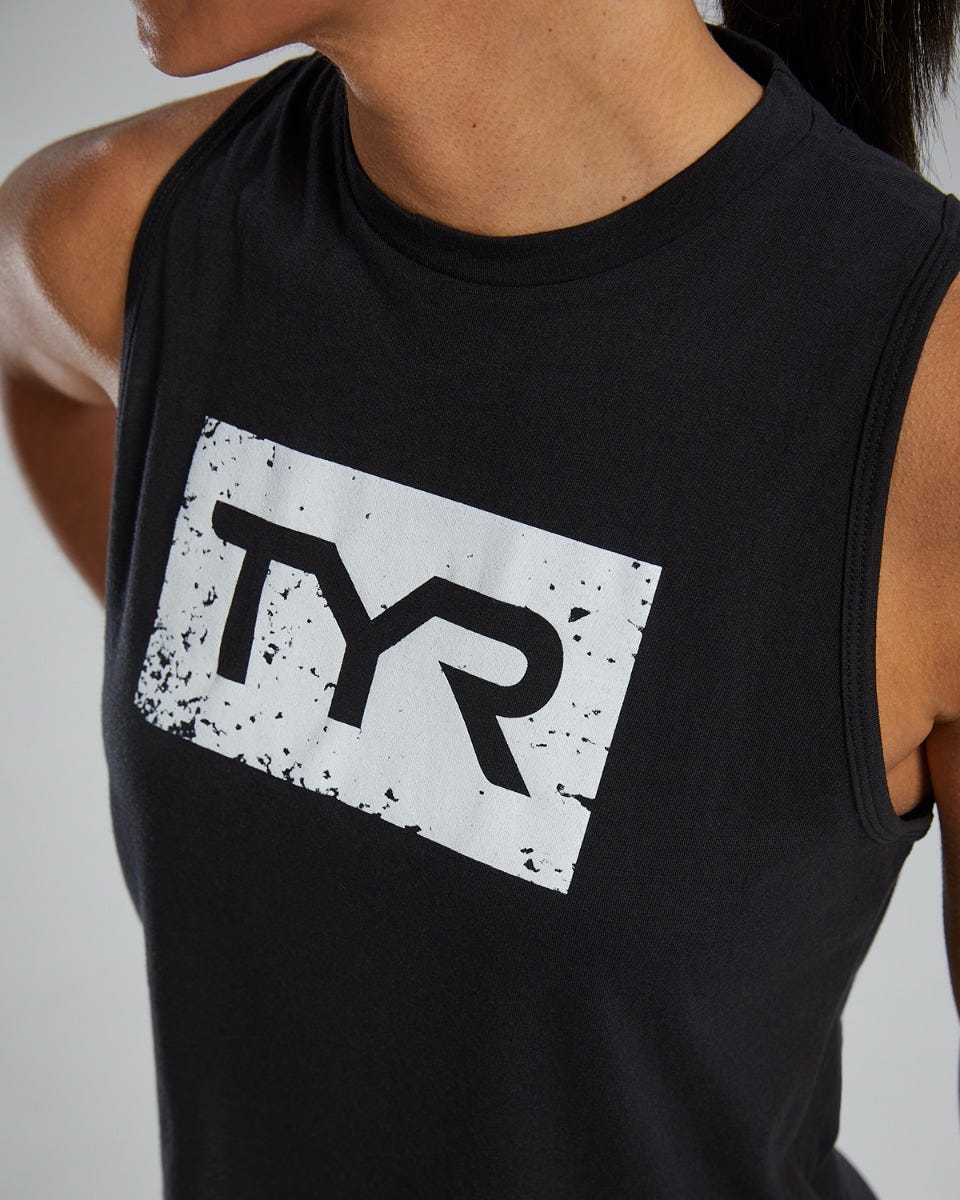 TYR UltraSoft Women's Graphic Crop Tank Distressed TYR Brick