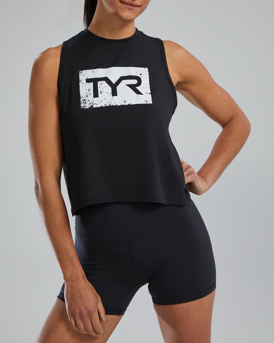 TYR UltraSoft Women's Graphic Crop Tank Distressed TYR Brick