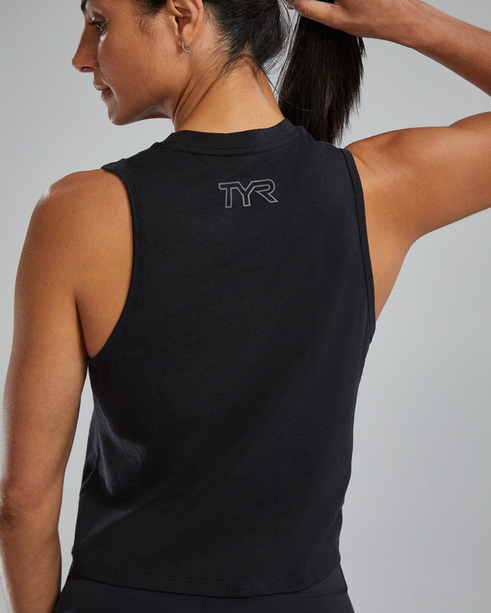 TYR UltraSoft Women's Graphic Crop Tank Distressed TYR Brick