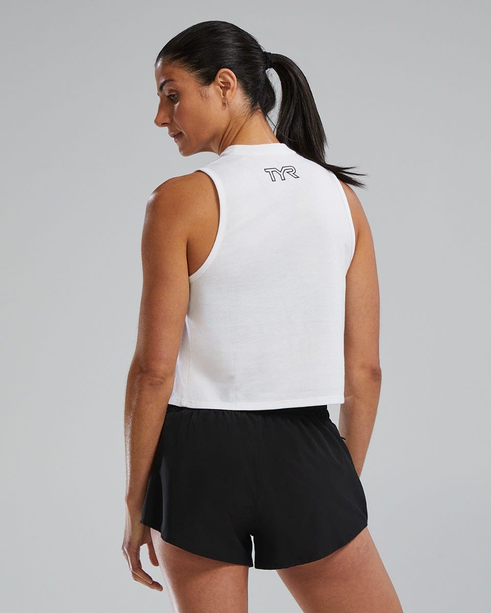 TYR UltraSoft Women's Graphic Crop Tank Distressed TYR Brick