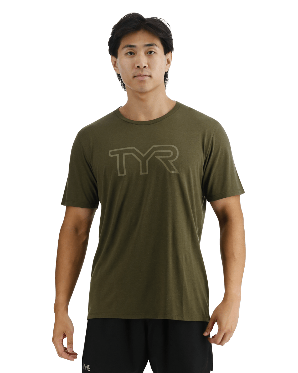 TYR UltraSoft Men's Big Logo Tri-Blend Tech Tee